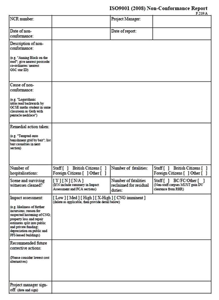 Non Conformance Report Template Welding Rodeo Designer In Non