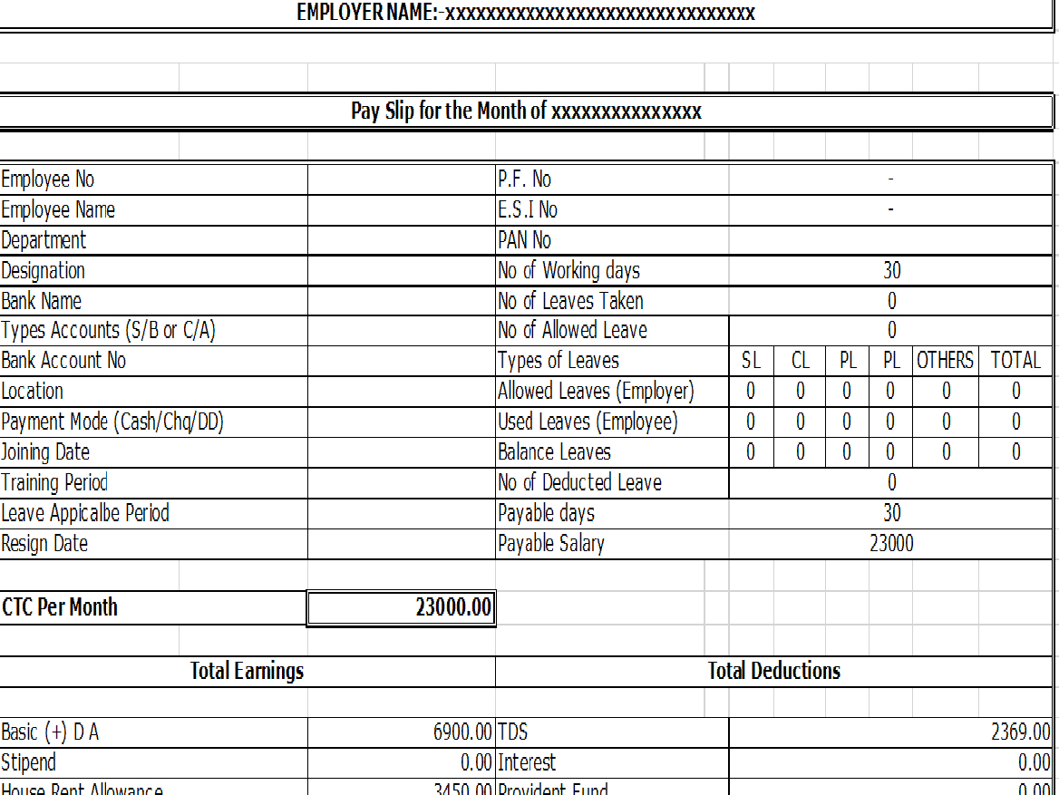 10+ Payslip Templates – Word Excel Pdf Formats With Regard To Blank Payslip Template