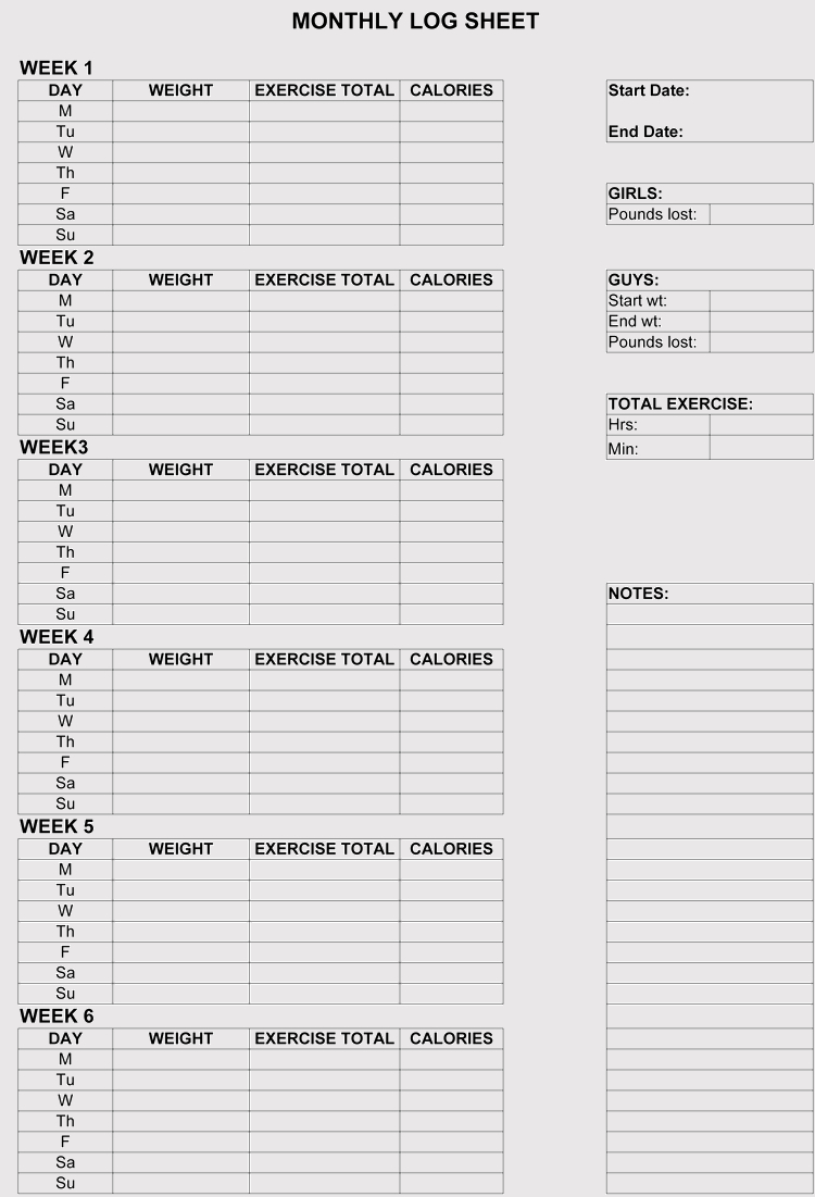 12+ Blank Workout Log Sheet Templates To Track Your Progress In Blank Workout Schedule Template