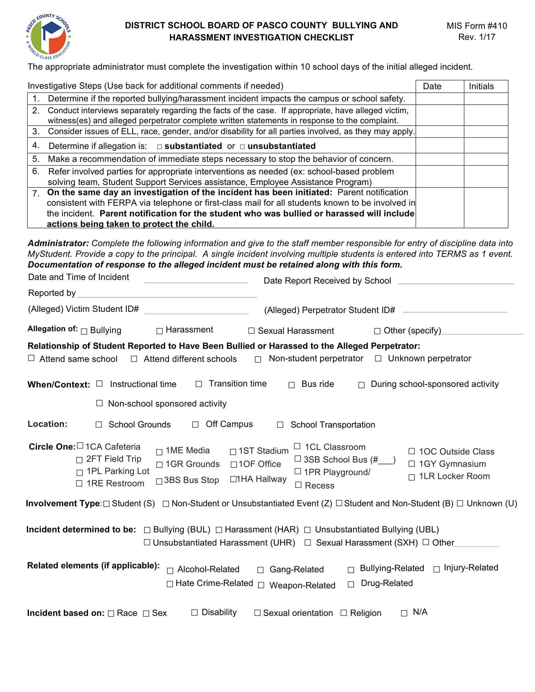 12+ Harassment Investigation Checklist Examples – Pdf Pertaining To Sexual Harassment Investigation Report Template