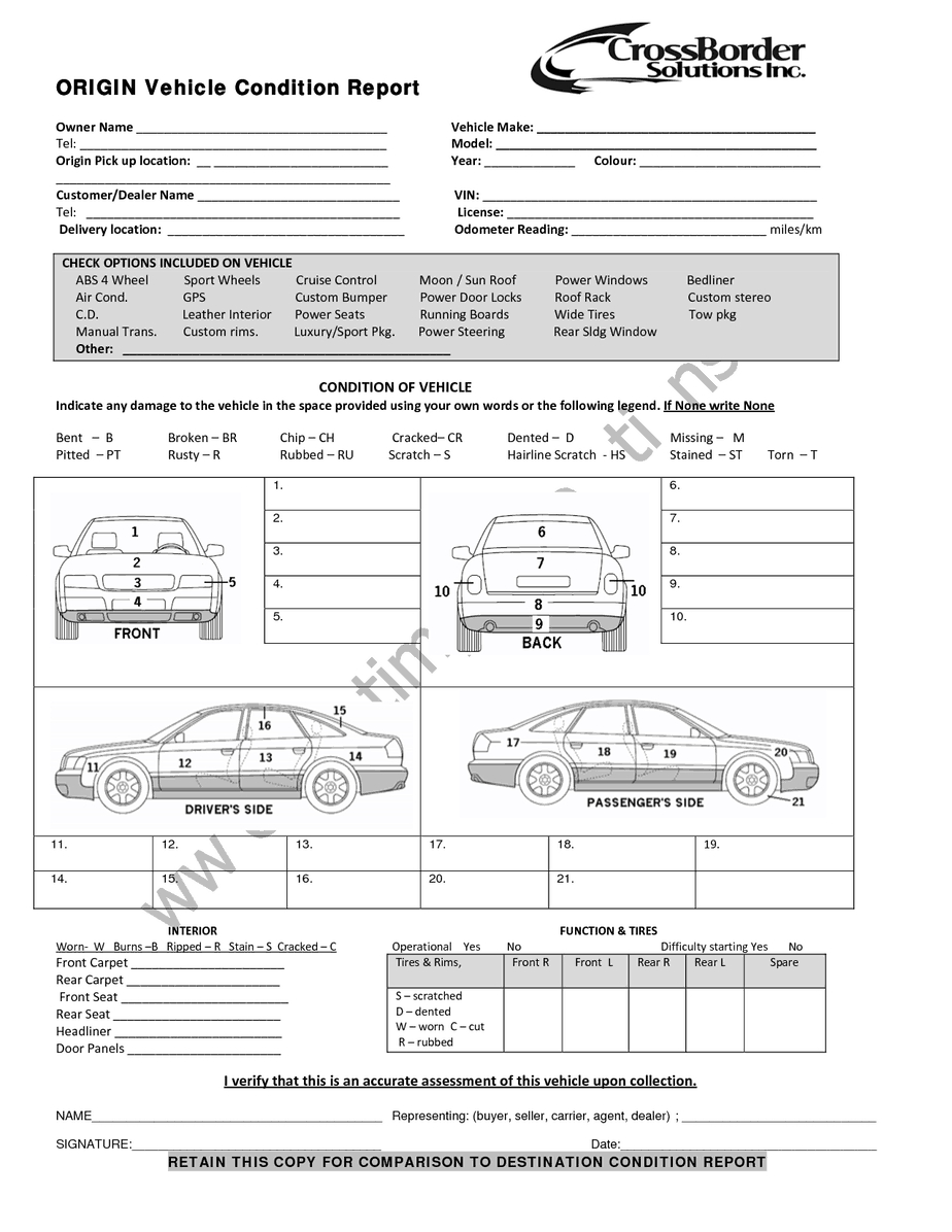 12+ Vehicle Condition Report Templates - Word Excel Samples For Truck Condition Report Template