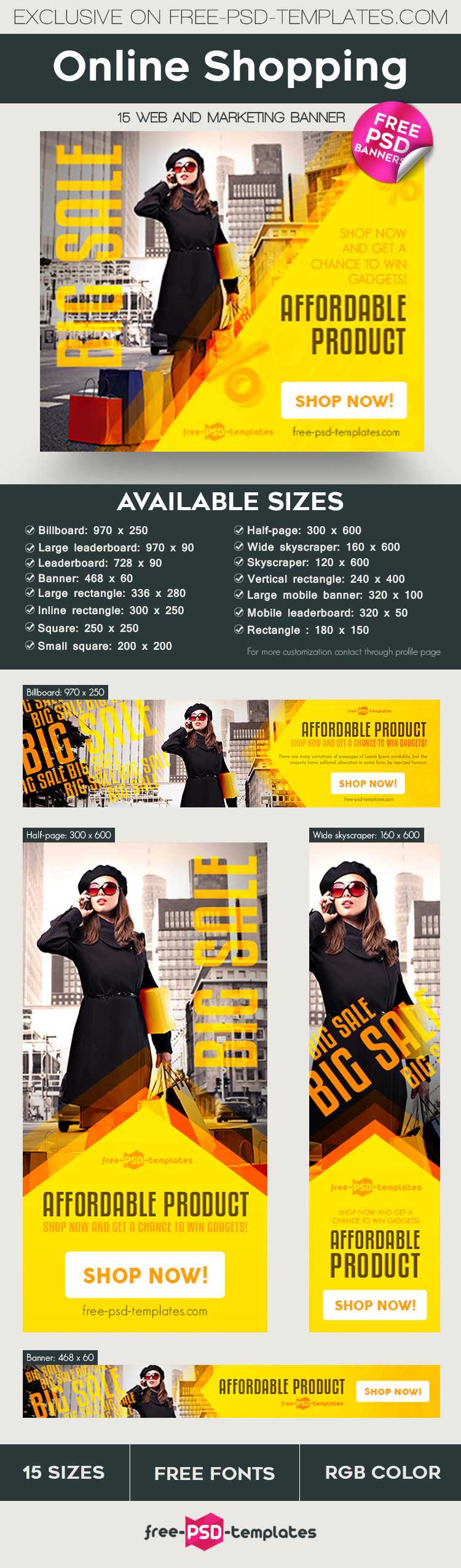 15 Free Online Shopping Banner In Psd On Behance Intended For Free Online Banner Templates