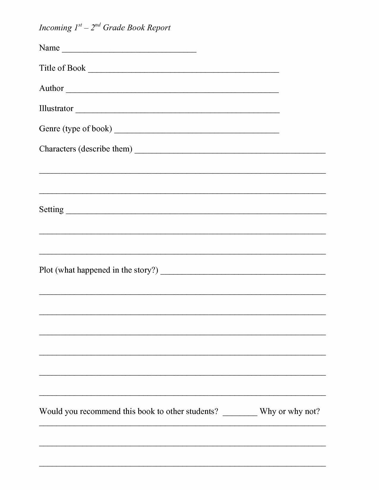 1St Grade Book Report Worksheets | Printable Worksheets And For 1St Grade Book Report Template
