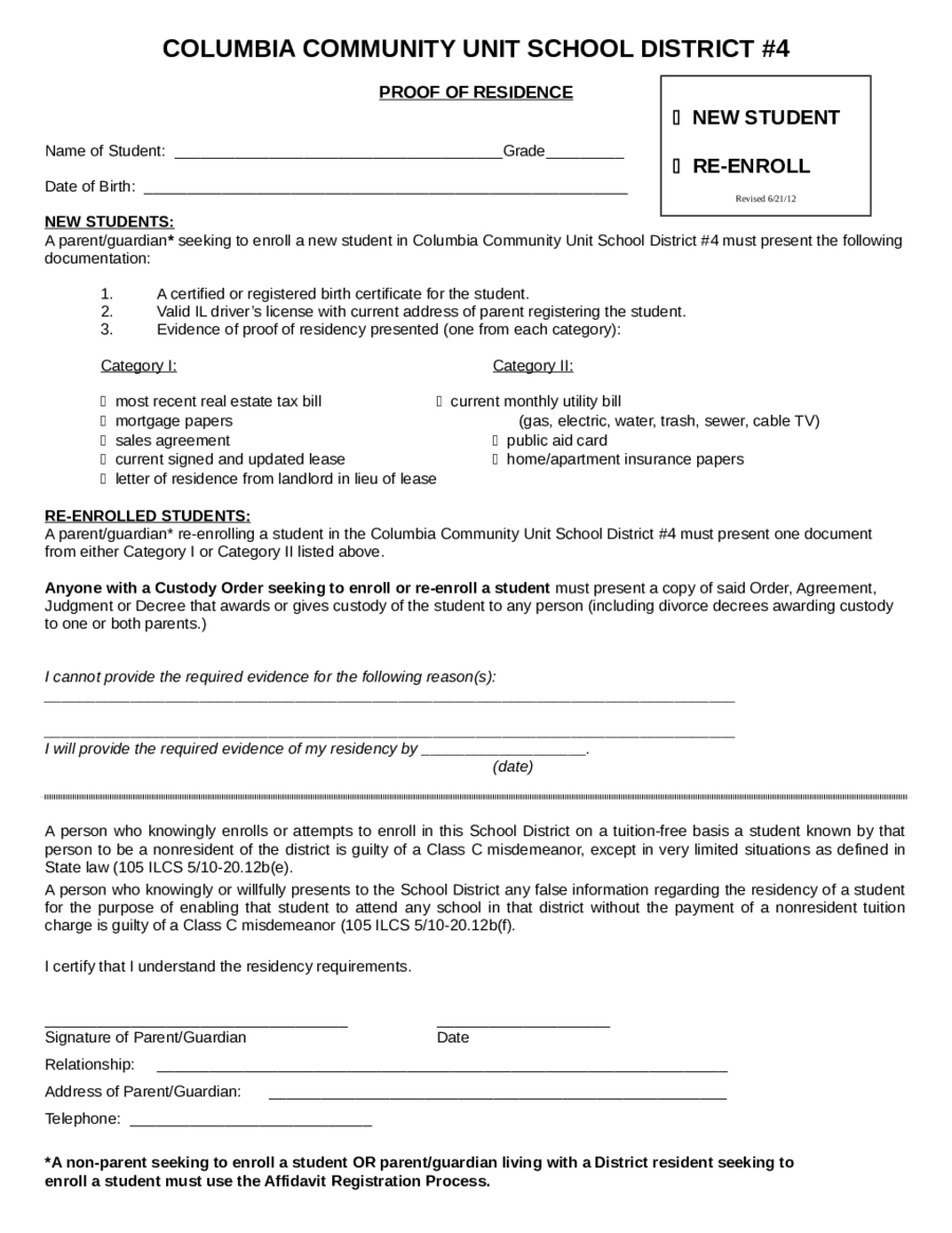 2020 Proof Of Residency Letter – Fillable, Printable Pdf In Hurt Feelings Report Template