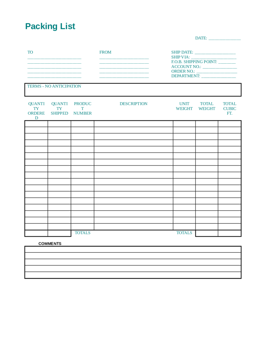 2020 Release Of Interest Form – Fillable, Printable Pdf Pertaining To Blank Packing List Template