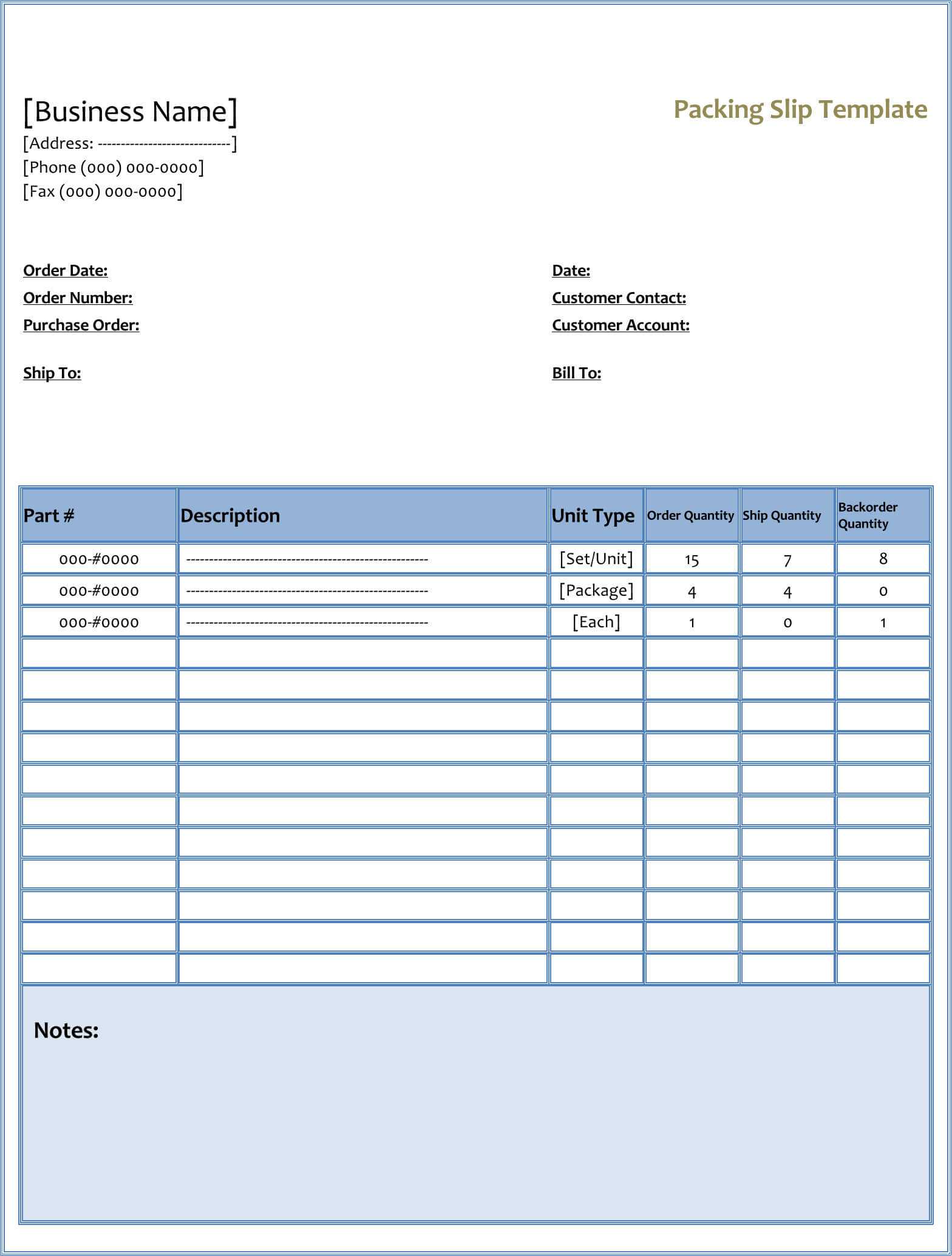 25+ Free Shipping & Packing Slip Templates (For Word & Excel) With Regard To Blank Packing List Template