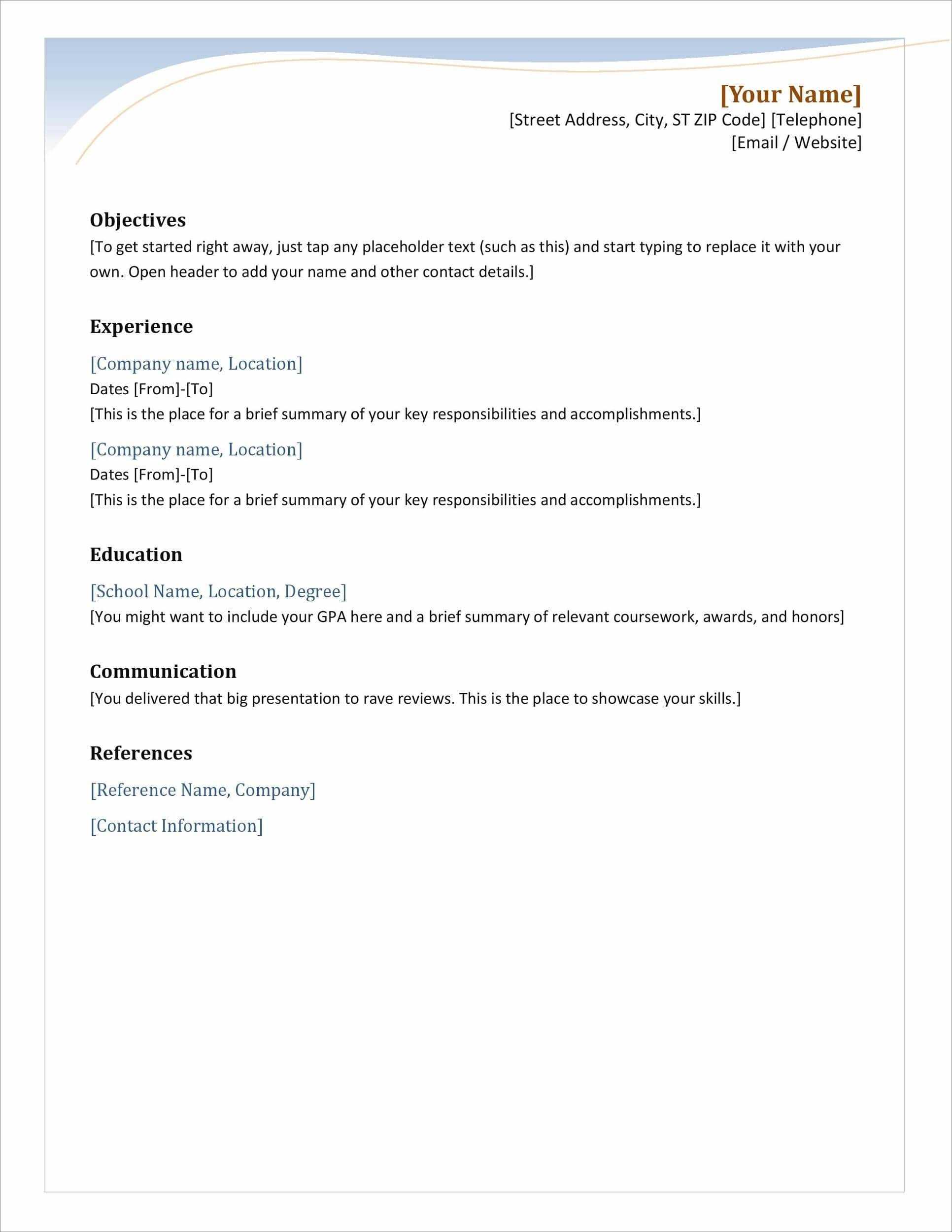 25 Resume Templates For Microsoft Word [Free Download] Throughout Blank Resume Templates For Microsoft Word