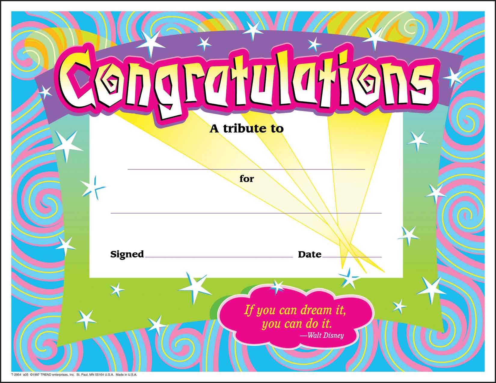30 Congratulations Awards (Large) Swirl Certificate Pack Pertaining To Congratulations Certificate Word Template