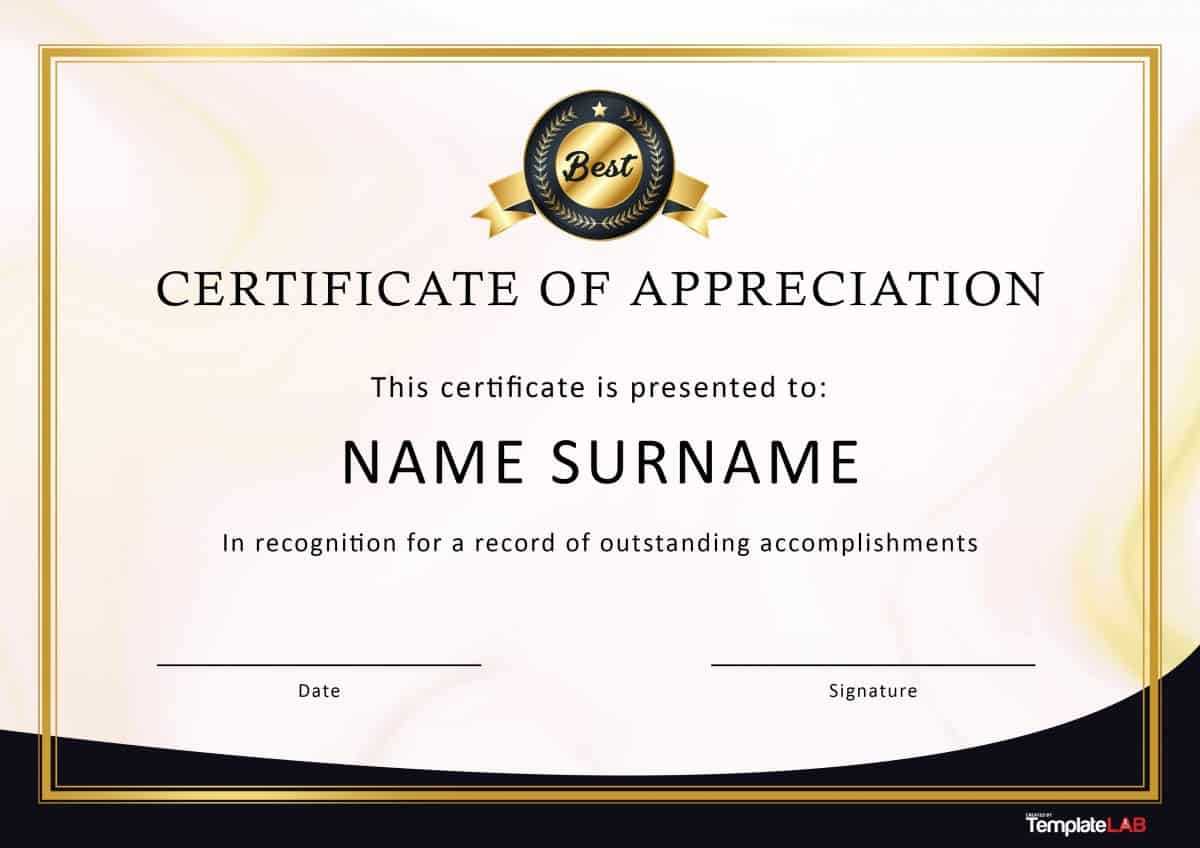 30 Free Certificate Of Appreciation Templates And Letters In Certificate Templates For Word Free Downloads