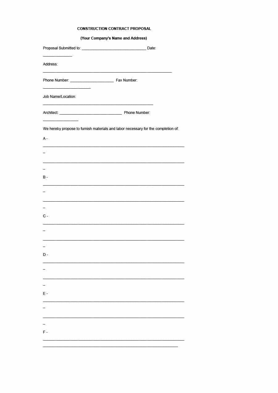 31 Construction Proposal Template & Construction Bid Forms Intended For Free Construction Proposal Template Word