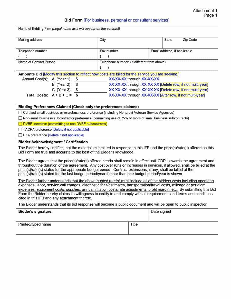 31 Construction Proposal Template & Construction Bid Forms With Free Construction Proposal Template Word