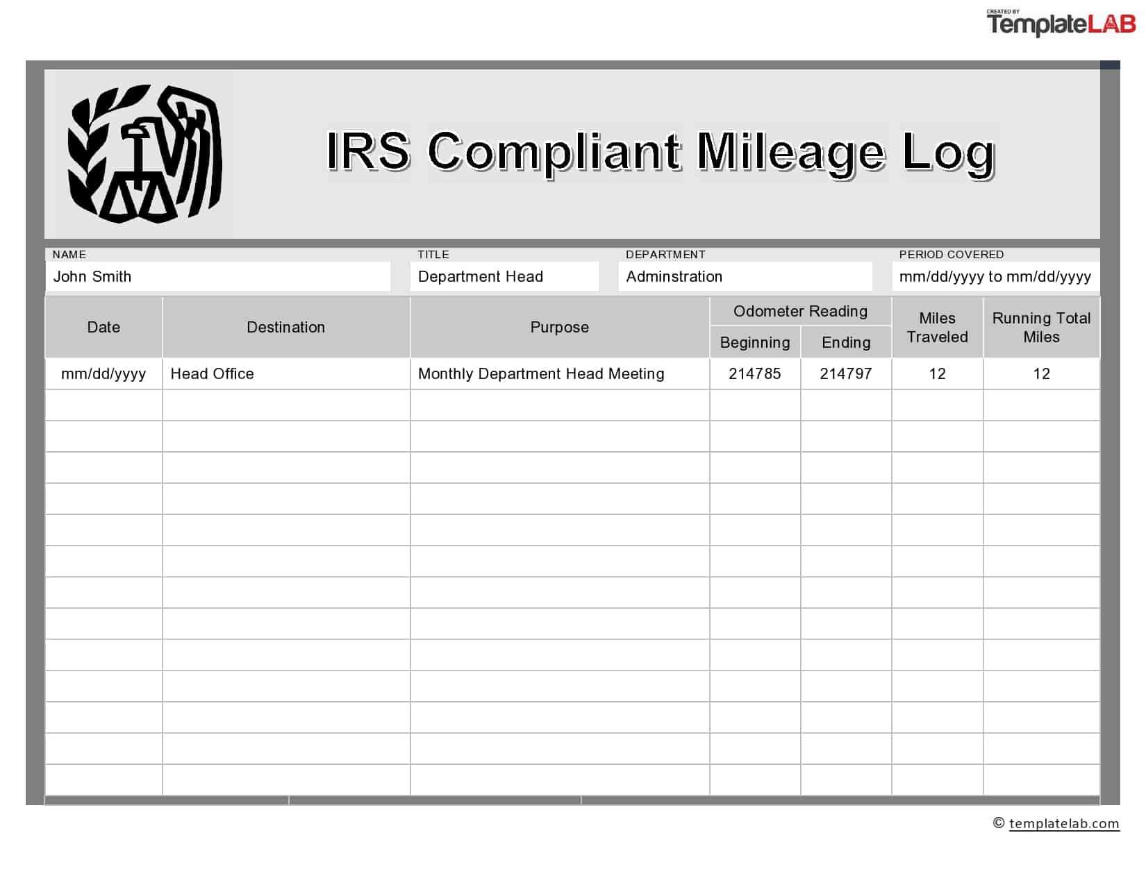 31 Printable Mileage Log Templates (Free) ᐅ Templatelab Intended For Mileage Report Template