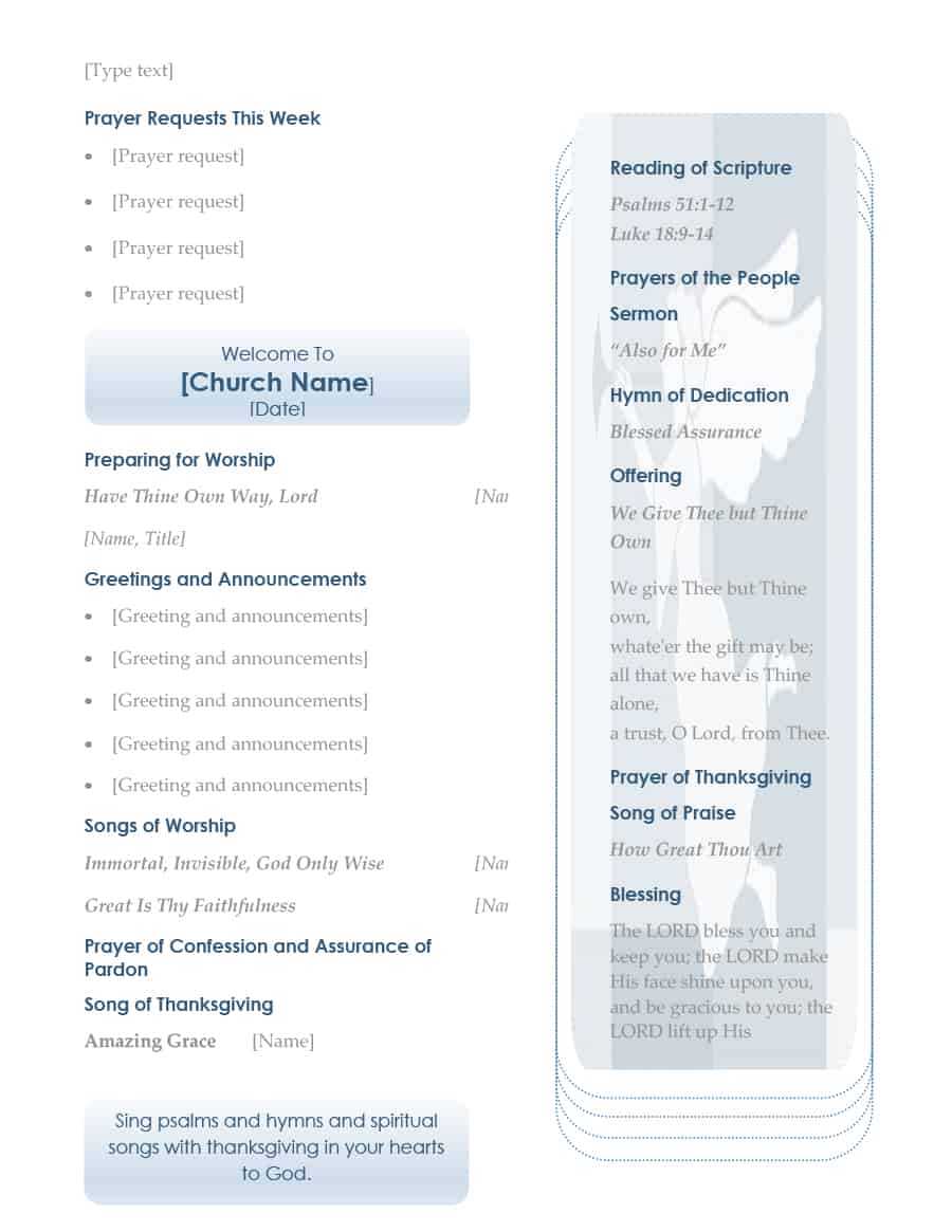 33 Free Church Bulletin Templates (+Church Programs) ᐅ Pertaining To Church Program Templates Word