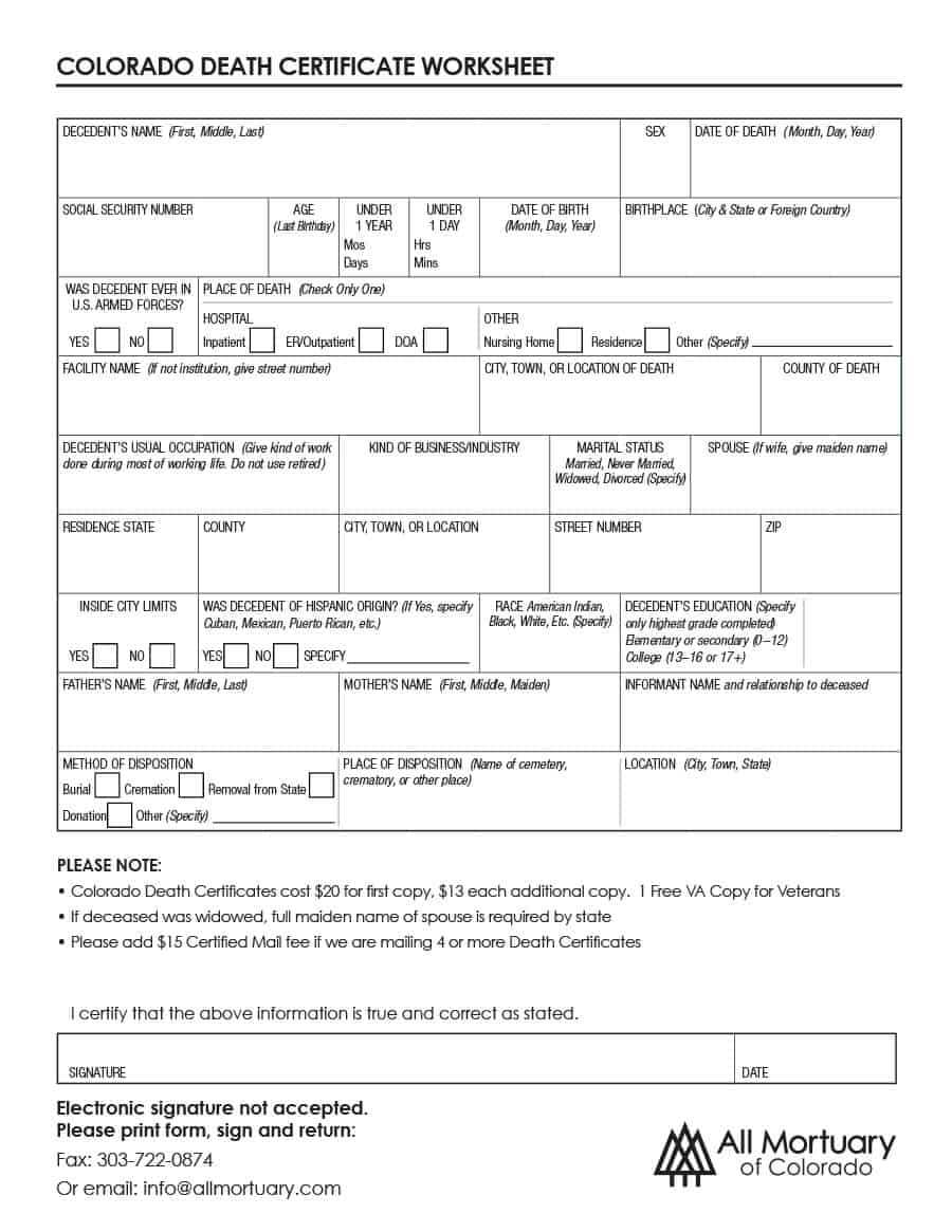 37 Blank Death Certificate Templates [100% Free] ᐅ Templatelab Within Autopsy Report Template
