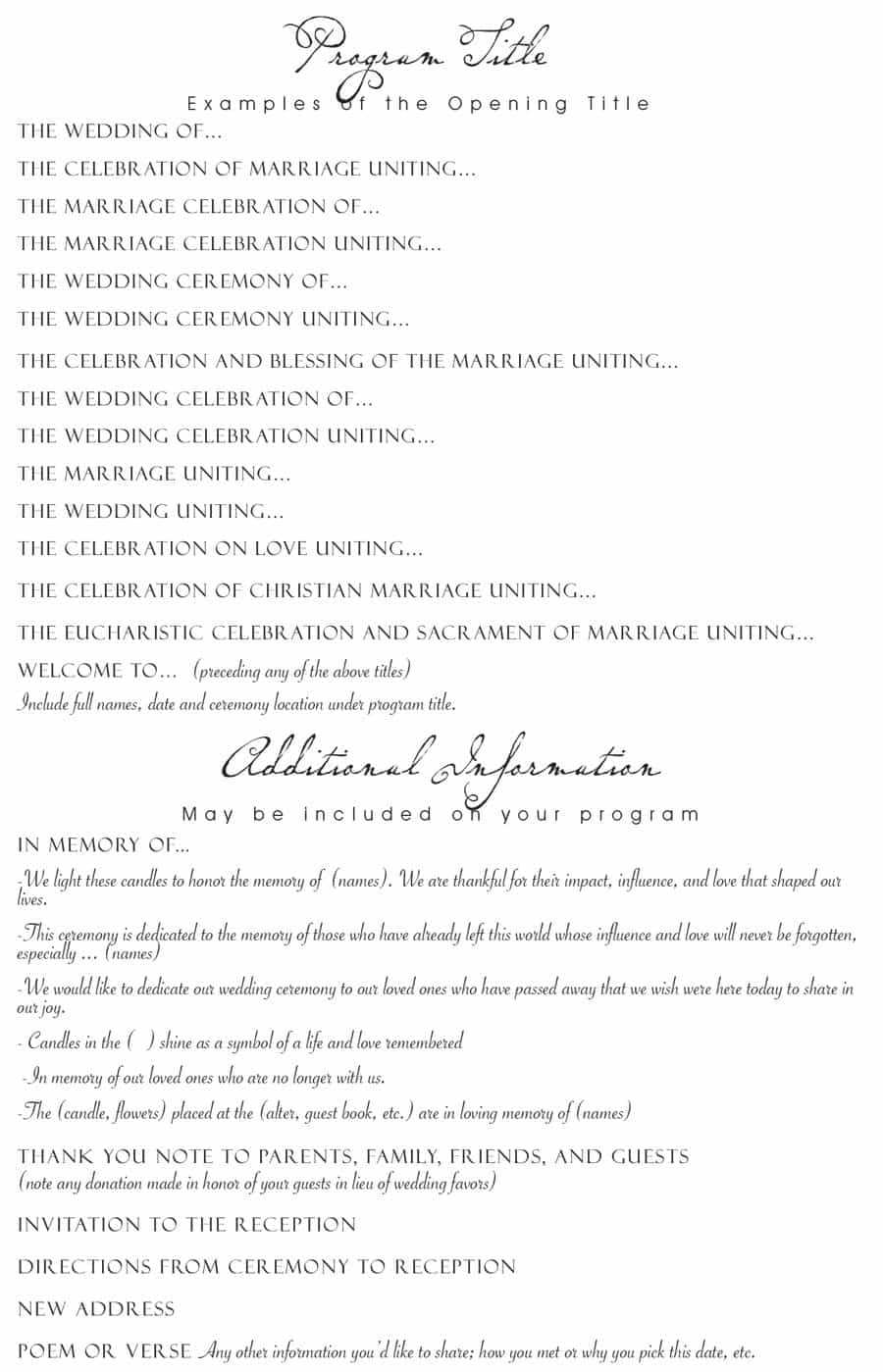 37 Printable Wedding Program Examples & Templates ᐅ Templatelab With Free Printable Wedding Program Templates Word