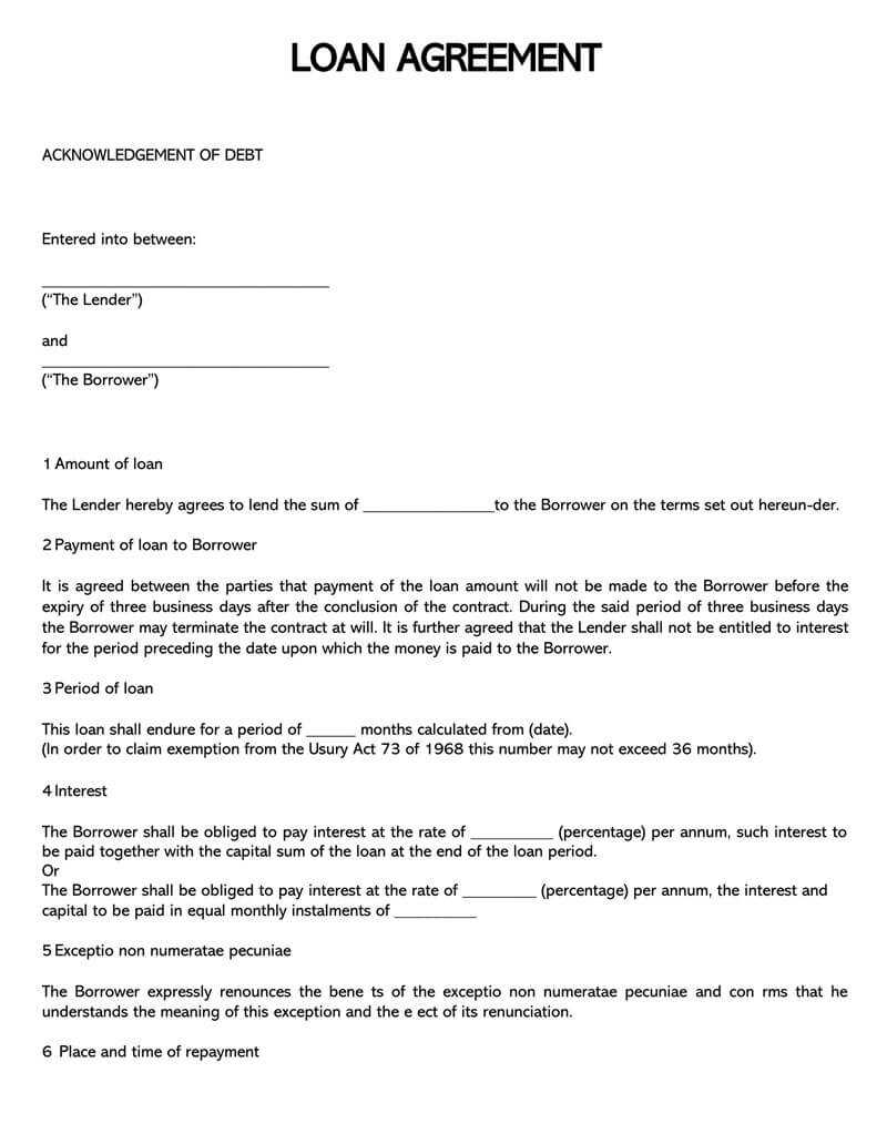 38 Free Loan Agreement Templates & Forms (Word | Pdf) Intended For Blank Loan Agreement Template