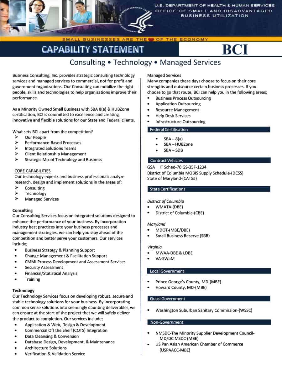 39 Effective Capability Statement Templates (+ Examples) ᐅ Regarding Capability Statement Template Word