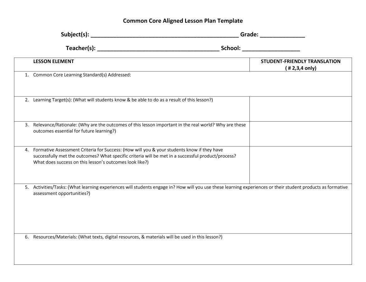39 Free Lesson Plan Templates (Ms Word And Pdfs) Regarding Blank Unit Lesson Plan Template
