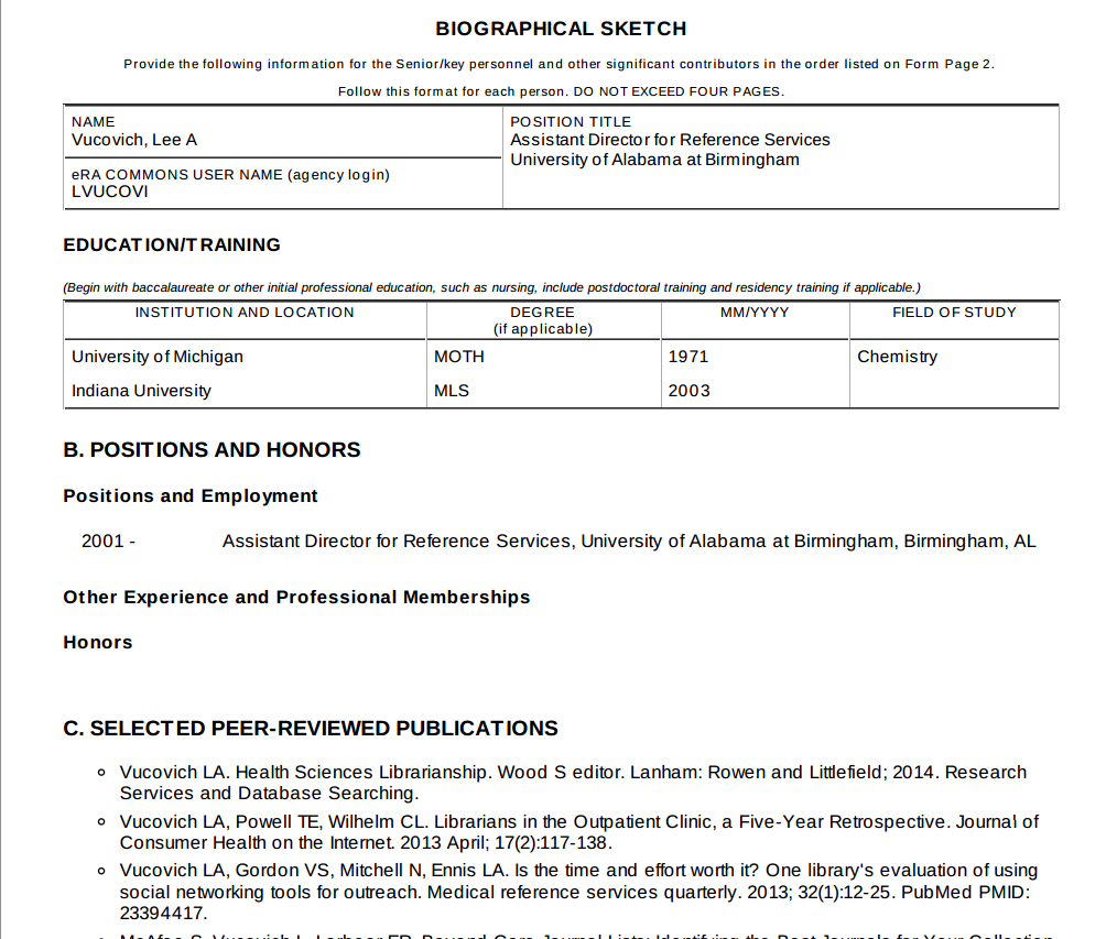 396B Biosketch Nih Template | Wiring Resources Intended For Nih Biosketch Template Word