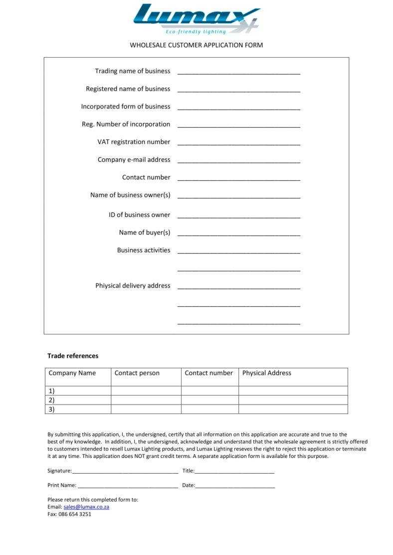 4+ Wholesale Application Form Templates – Pdf | Free For Enquiry Form Template Word