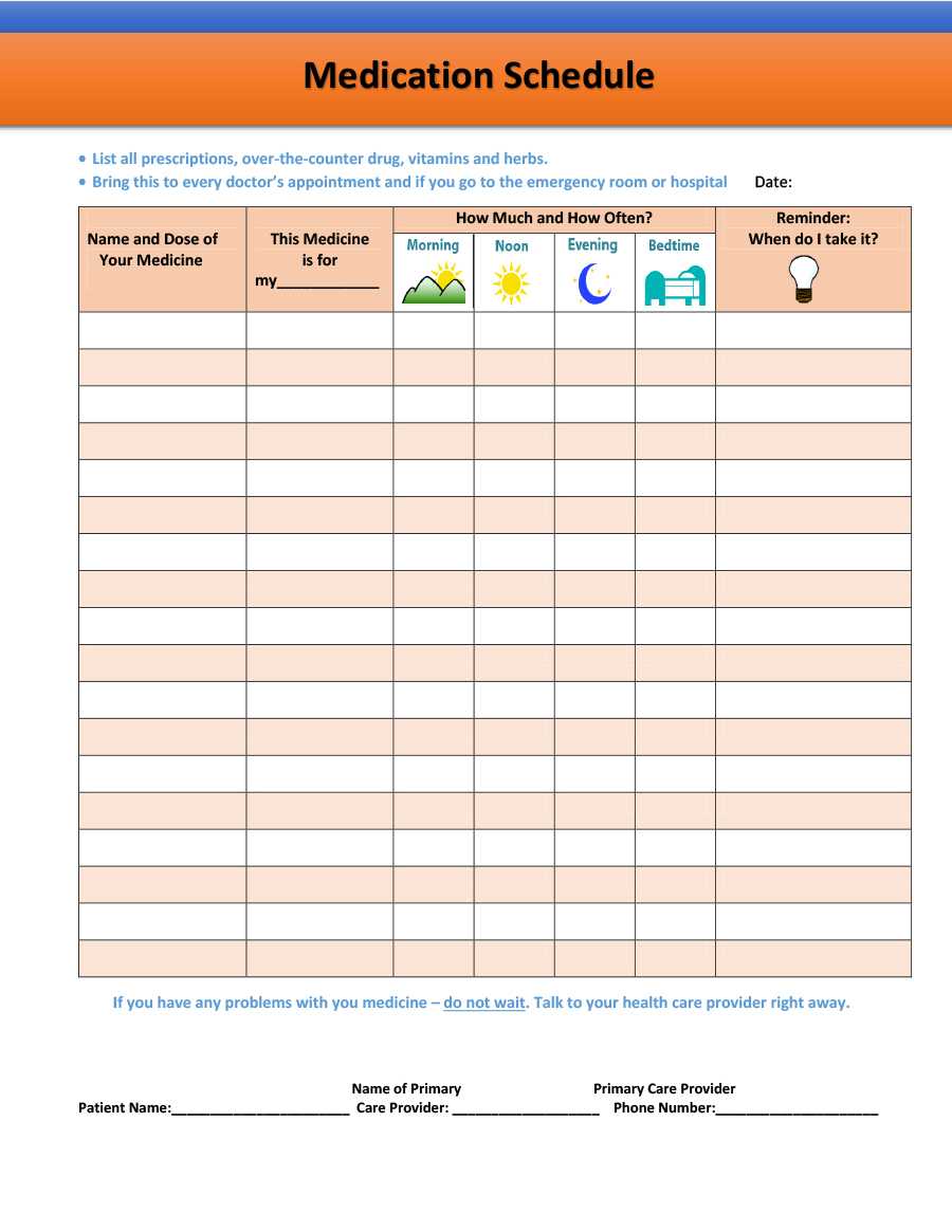 40 Great Medication Schedule Templates (+Medication Calendars) With Regard To Blank Medication List Templates