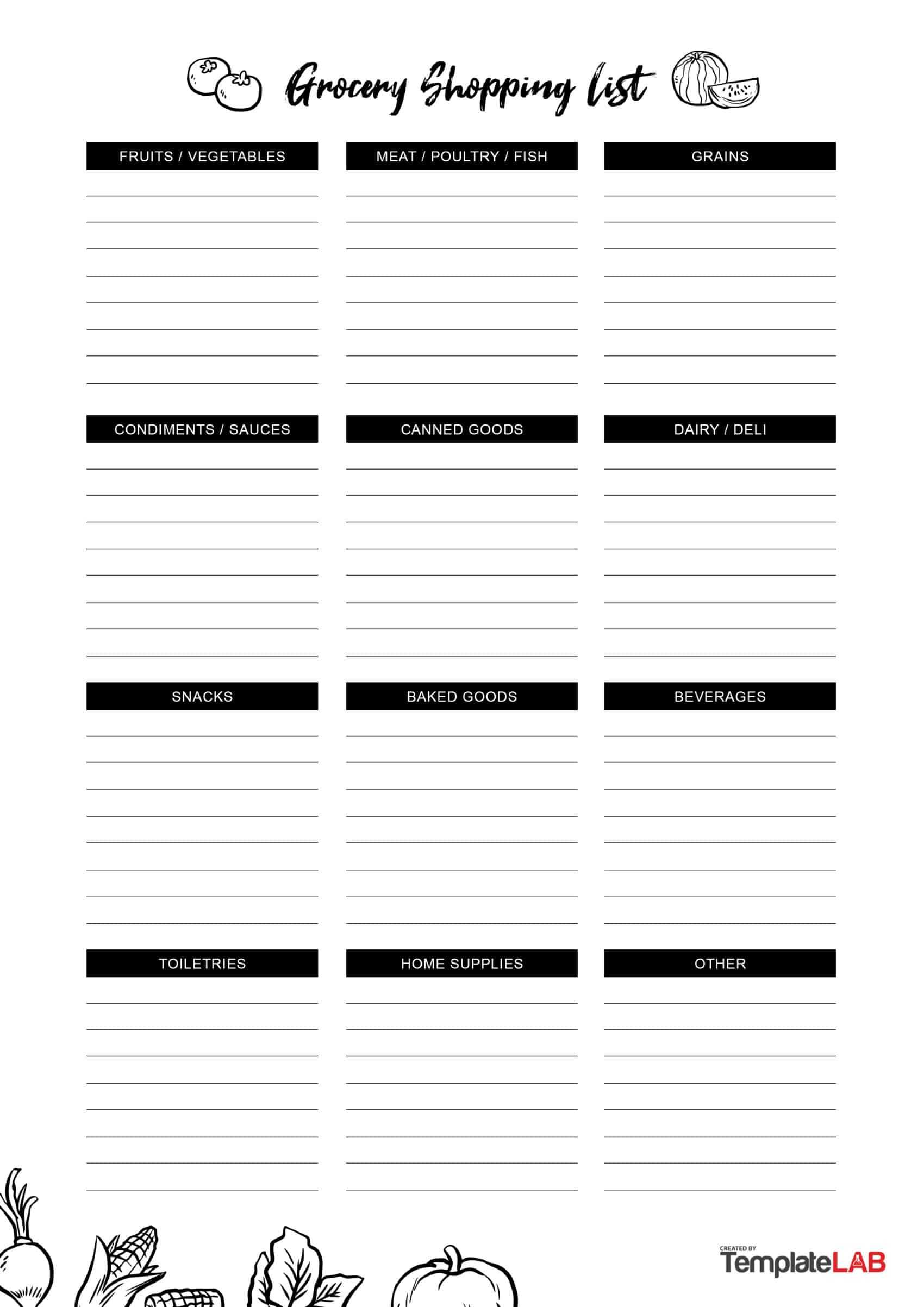 40+ Printable Grocery List Templates (Shopping List) ᐅ Intended For Blank Grocery Shopping List Template