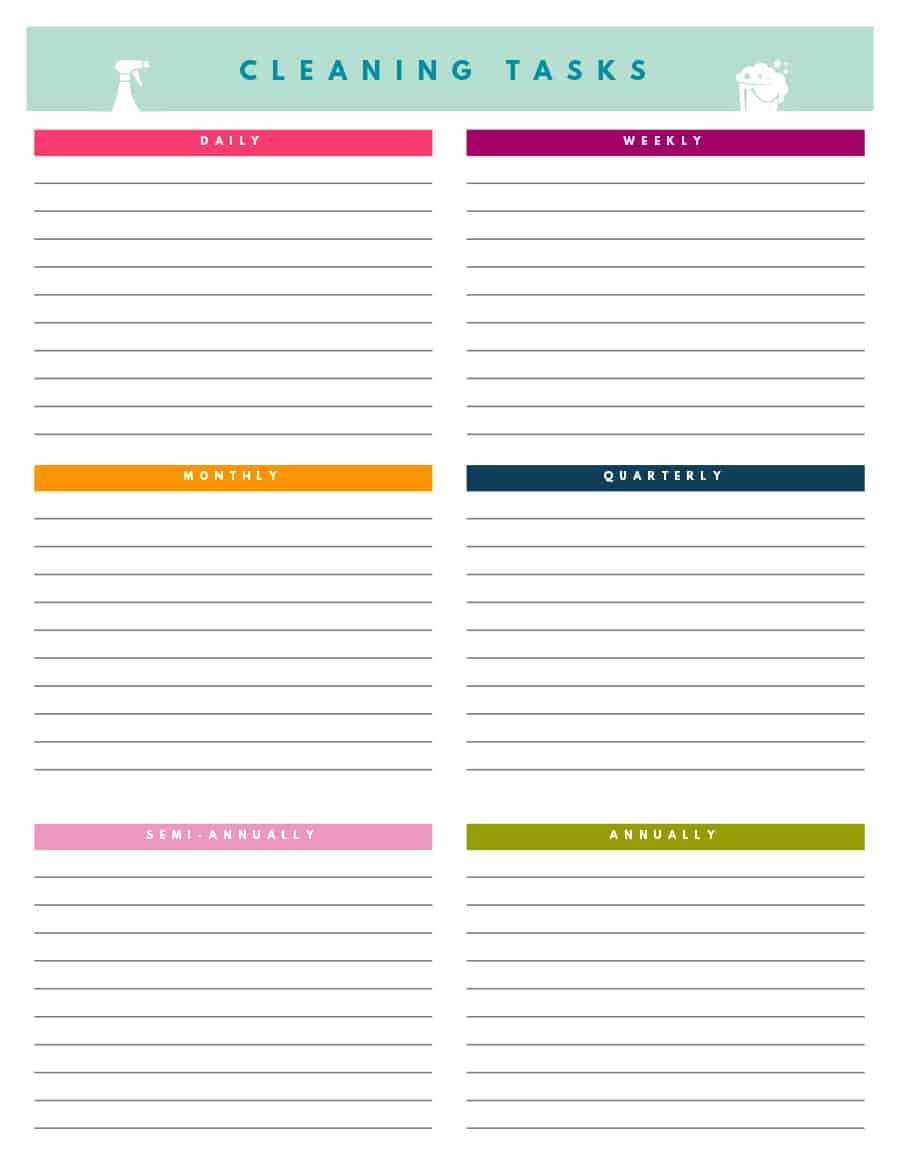 40 Printable House Cleaning Checklist Templates ᐅ Templatelab Within Blank Cleaning Schedule Template