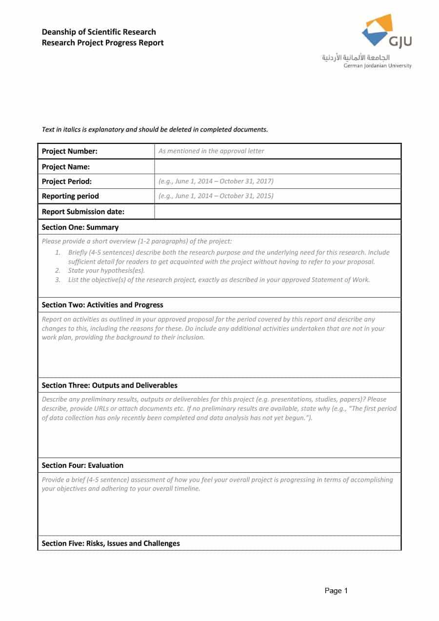 40 Project Status Report Templates Word Excel Ppt Inside 
