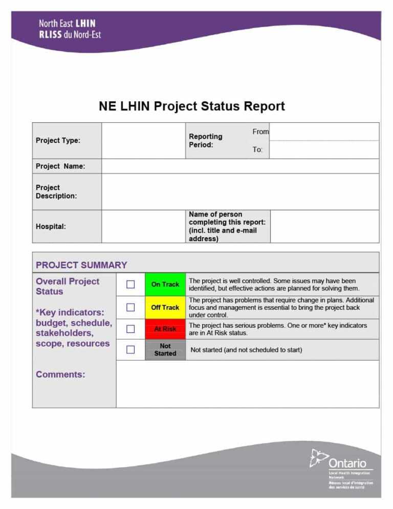 One Page Project Status Report Template Professional Plan Templates