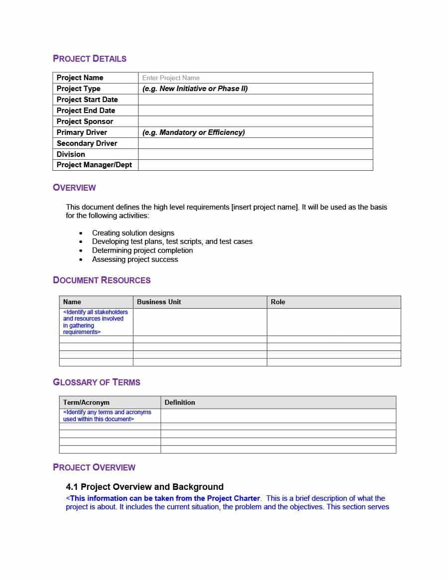 40+ Simple Business Requirements Document Templates ᐅ Regarding Reporting Requirements Template