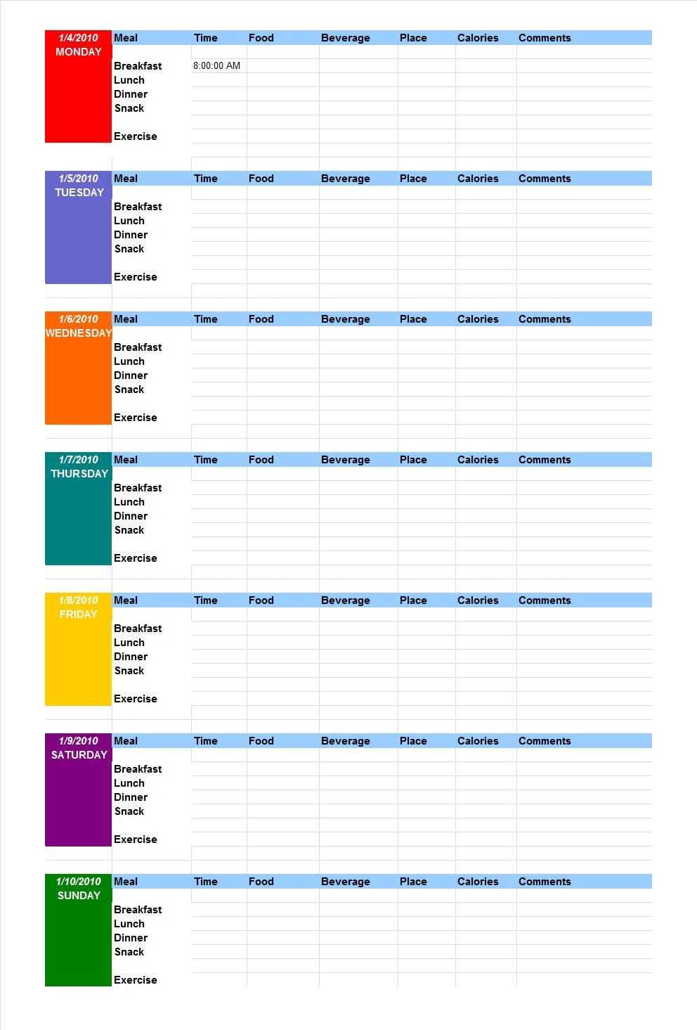 40 Simple Food Diary Templates & Food Log Examples Pertaining To Blank Food Web Template