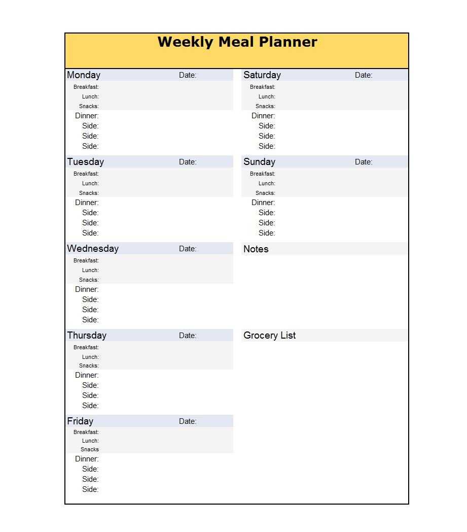 40+ Weekly Meal Planning Templates ᐅ Templatelab With Menu Planning Template Word