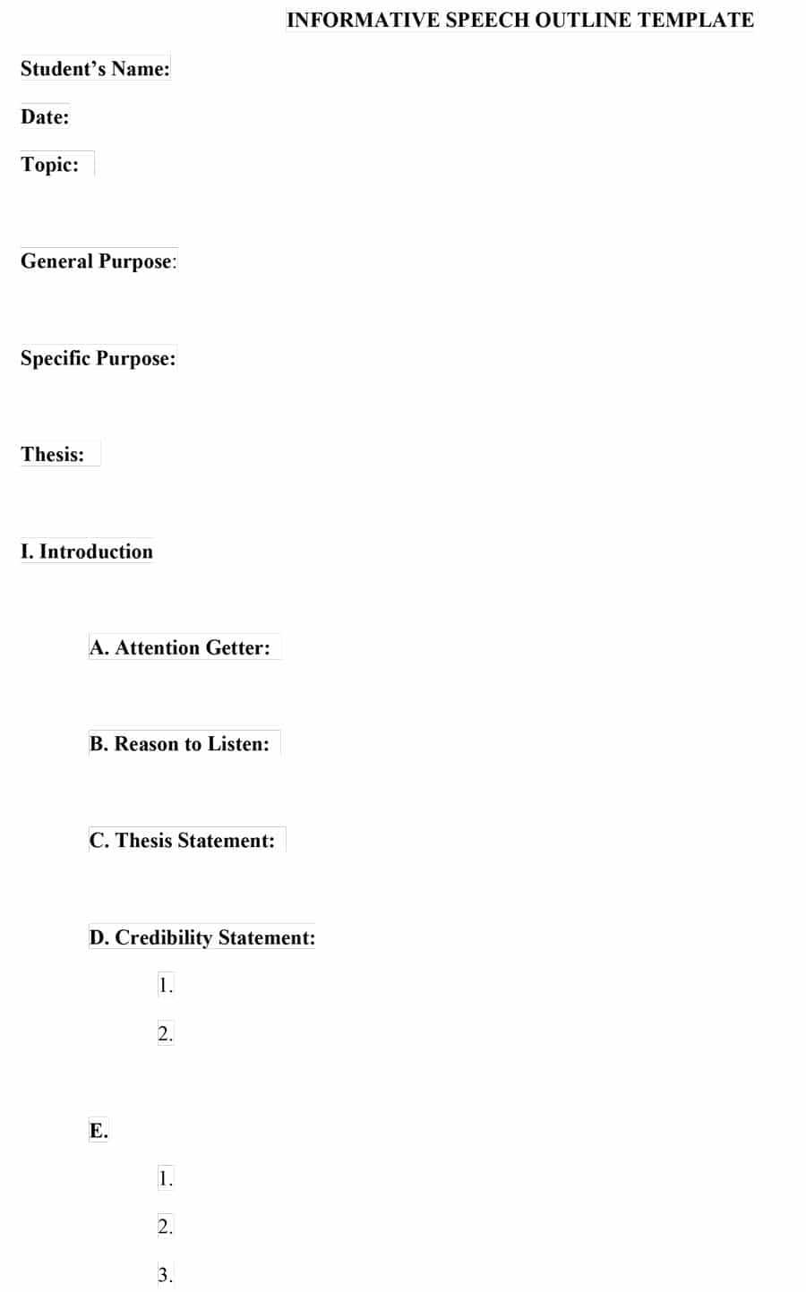 43 Informative Speech Outline Templates & Examples Throughout Speech Outline Template Word