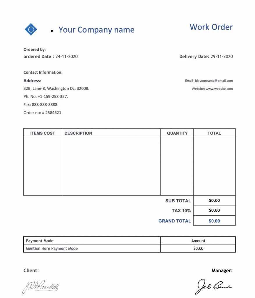 43+ Work Order Templates Download – Pdf Work Order Format!! Pertaining To Medical Report Template Doc