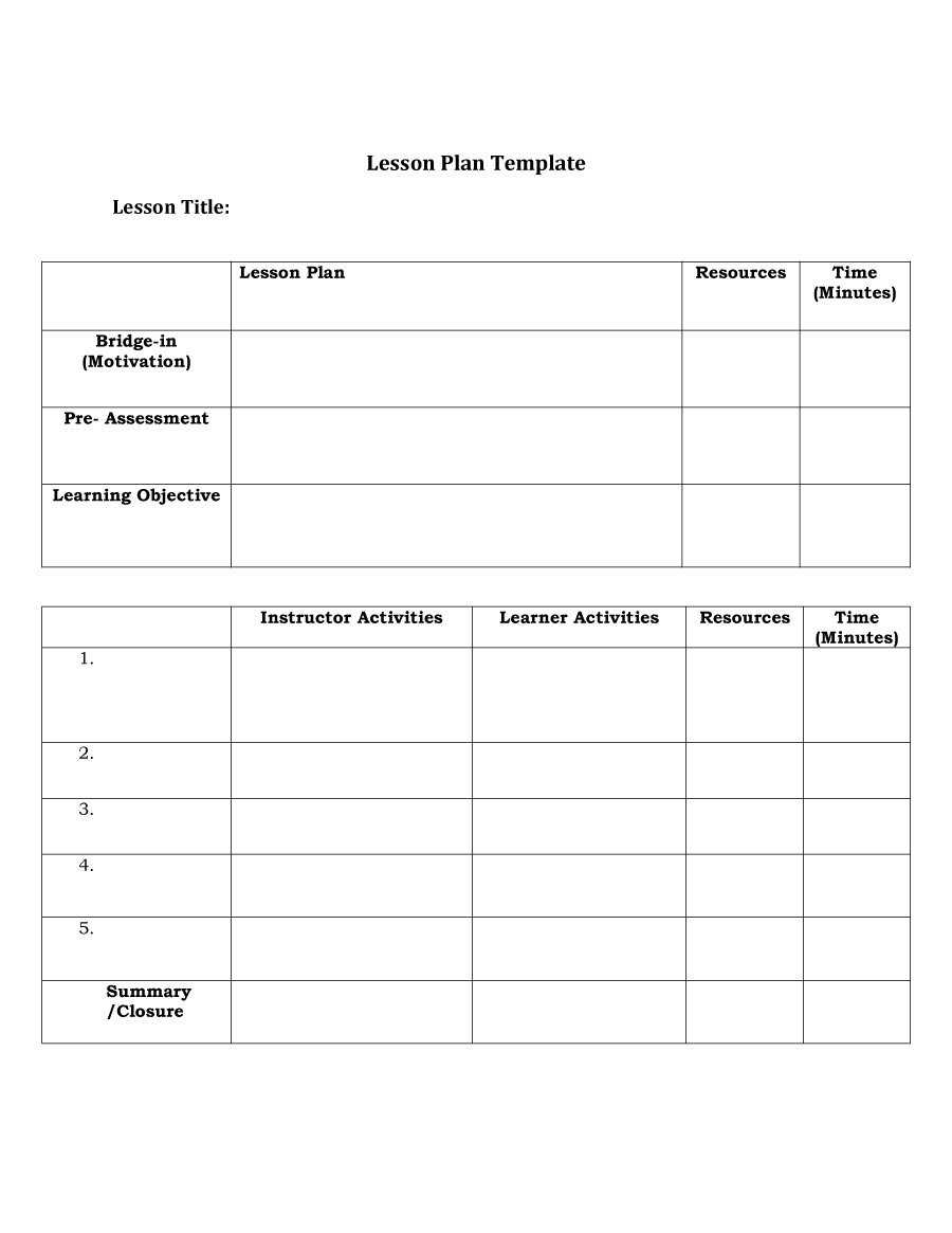 44 Free Lesson Plan Templates [Common Core, Preschool, Weekly] For Blank Preschool Lesson Plan Template