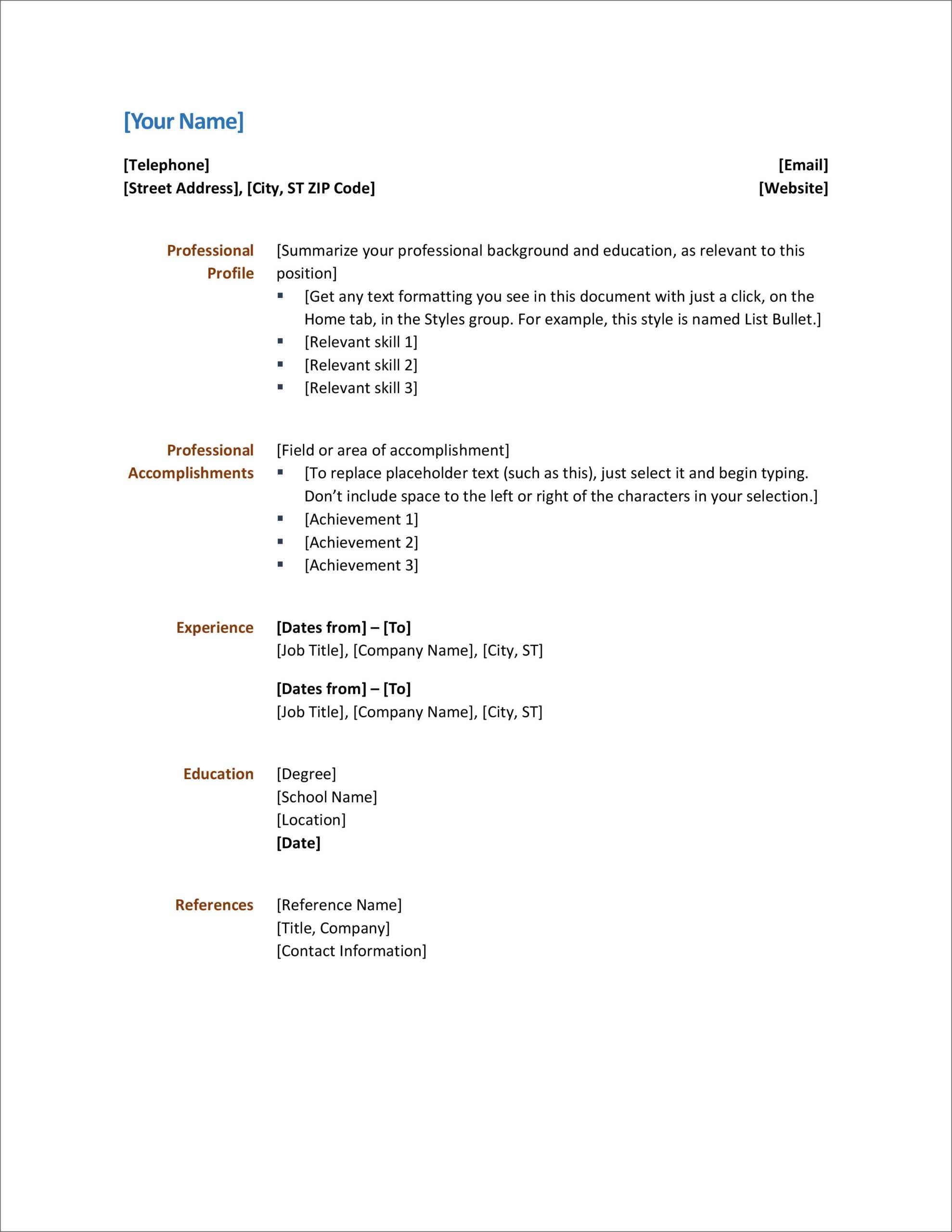45 Free Modern Resume / Cv Templates – Minimalist, Simple Pertaining To Simple Resume Template Microsoft Word