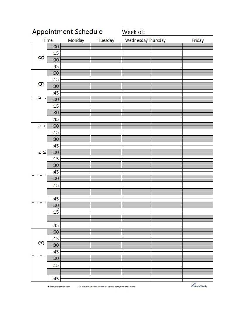 45 Printable Appointment Schedule Templates [& Appointment Inside Appointment Sheet Template Word