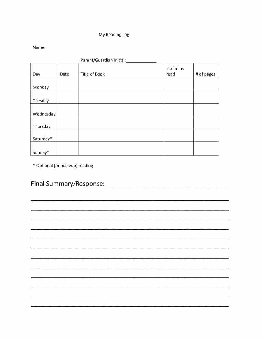 47 Printable Reading Log Templates For Kids, Middle School Pertaining To Middle School Book Report Template