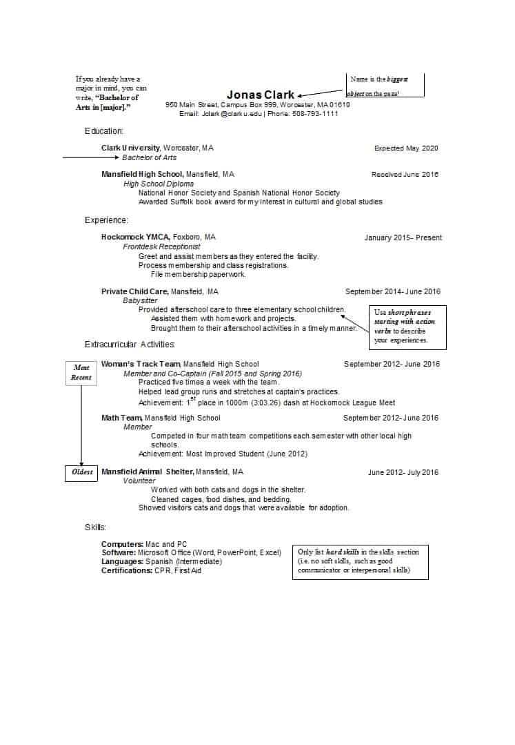 50 College Student Resume Templates (& Format) ᐅ Templatelab With College Student Resume Template Microsoft Word