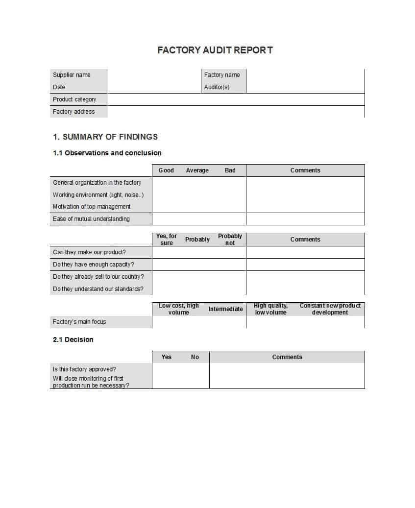 50 Free Audit Report Templates (Internal Audit Reports) ᐅ For Template For Audit Report