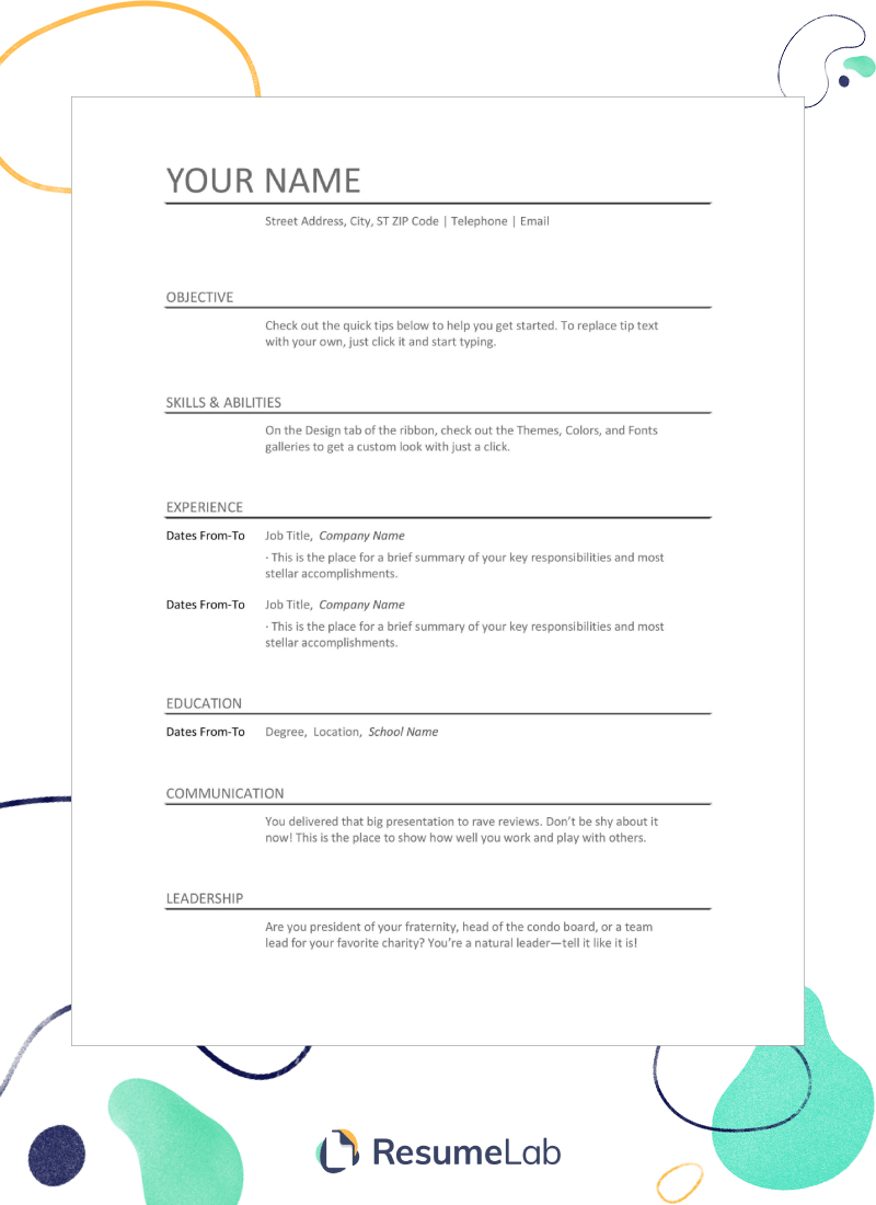 50+ Free Resume Templates For Microsoft Word To Download Regarding Blank Resume Templates For Microsoft Word