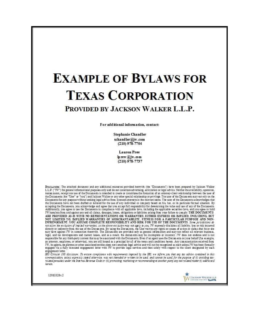 50 Simple Corporate Bylaws Templates & Samples ᐅ Templatelab Pertaining To Corporate Bylaws Template Word