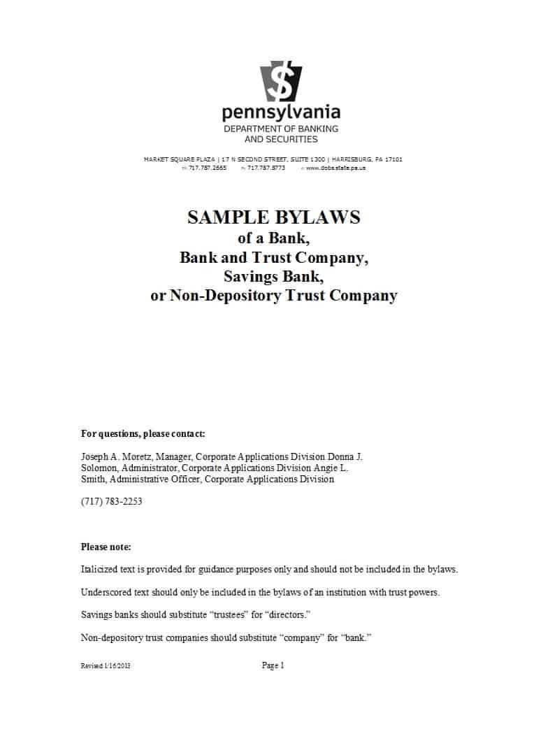 50 Simple Corporate Bylaws Templates & Samples ᐅ Templatelab With Corporate Bylaws Template Word