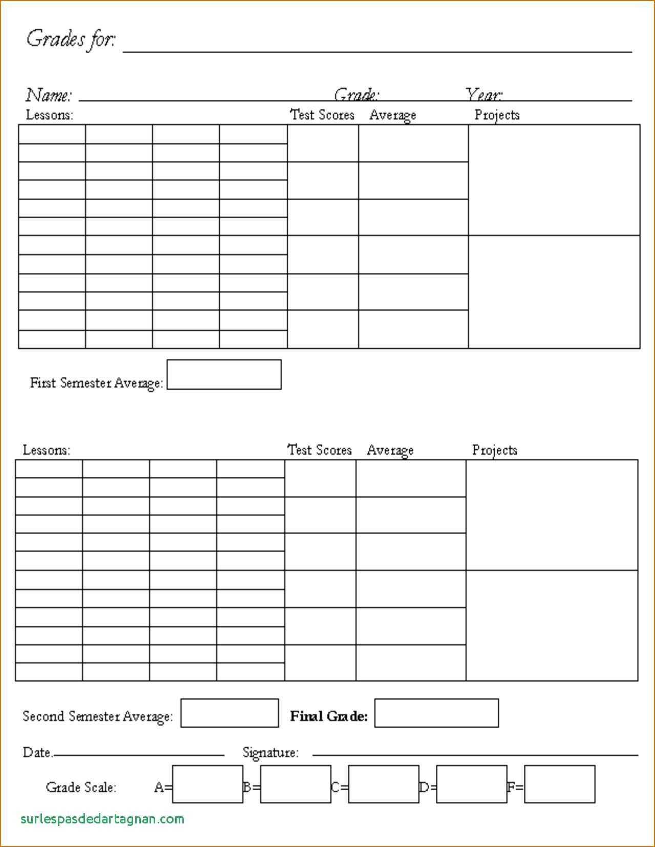 56 Free Printable Homeschool Middle School Report Card Inside Blank Report Card Template