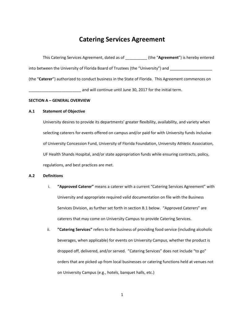 6+ Food Service Contract Templates – Pdf, Word | Free Intended For Catering Contract Template Word