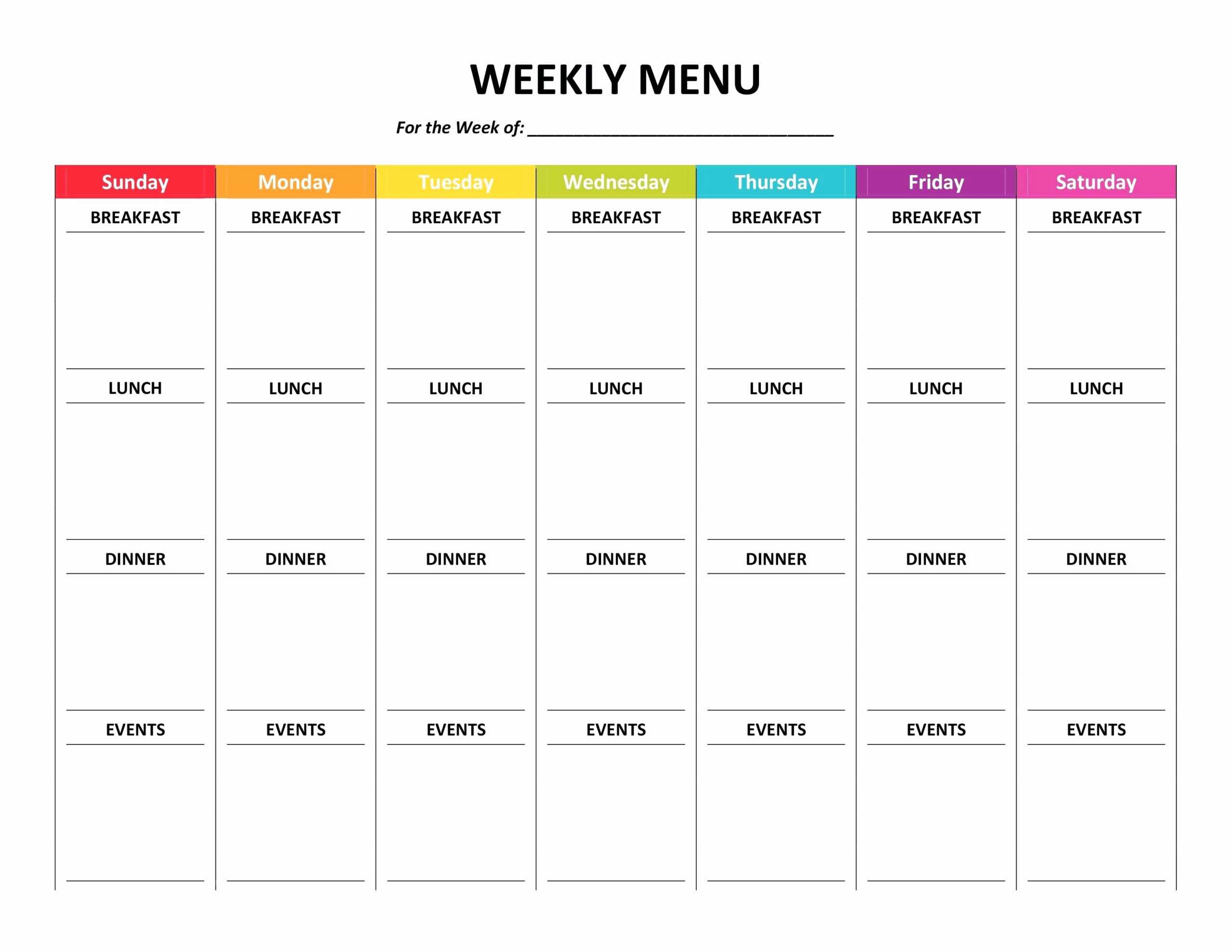 7 Day Menu Planner – Karan.ald2014 Within Weekly Meal Planner Template Word