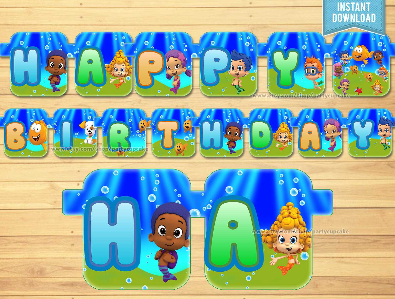 80% Off Sale Happy Birthday Banner Bubble Guppies – Instant Download – Pdf  Files – High Resolution – Holiday Party – Bubble Decoration Pertaining To Bubble Guppies Birthday Banner Template