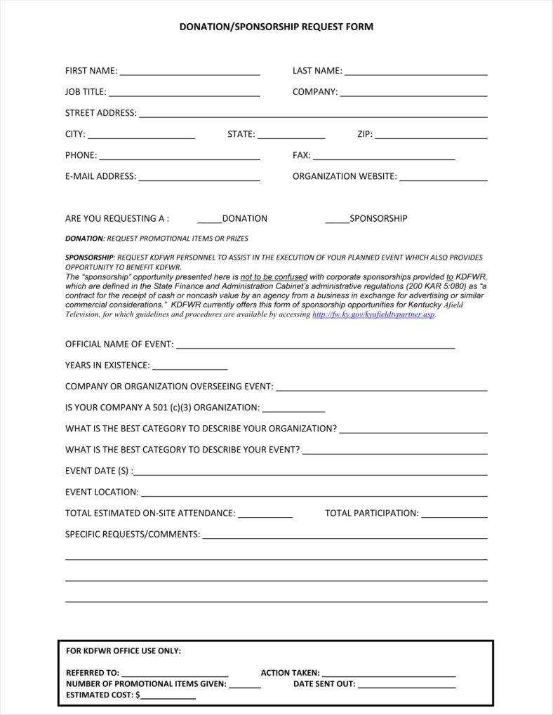 9+ Donation Application Form Templates Free Pdf Format In Blank Sponsorship Form Template