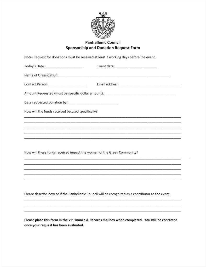 9+ Donation Application Form Templates Free Pdf Format With Blank Sponsor Form Template Free