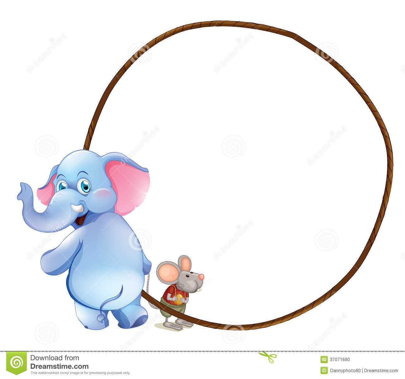 A Round Empty Template With An Elephant And A Mouse Stock Intended For Blank Elephant Template